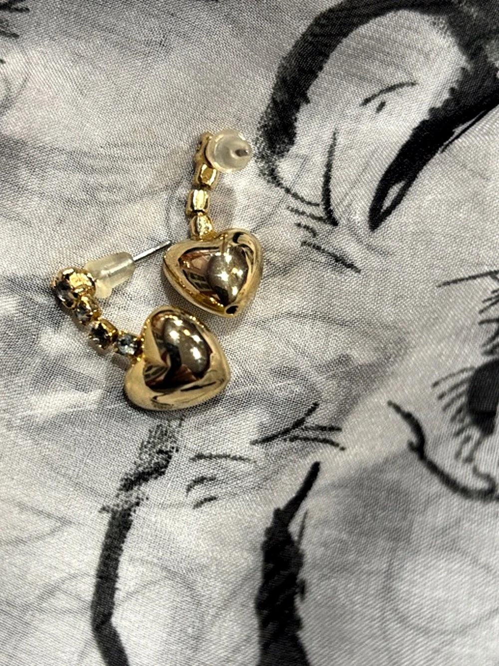 Gold Heart Drop Earrings